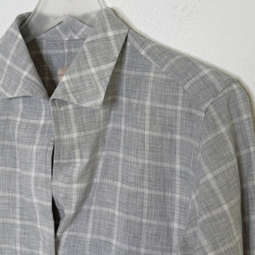 Sarah Alexandra The Weekend Shirt Size 4 Grey Windowpane Cotton Quiet Luxury - Picture 6 of 12